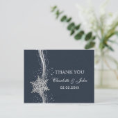 Blue Silver Snowflakes Winterhochzeit Danke Postkarte (Stehend Vorderseite)