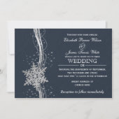 Blue Silver Snowflakes Winterhochzeit Einladungen (Vorderseite)