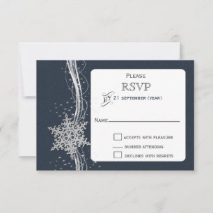 Blue Silver Snowflakes Winterhochzeit UAWG RSVP Karte