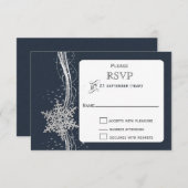 Blue Silver Snowflakes Winterhochzeit UAWG RSVP Karte (Vorne/Hinten)