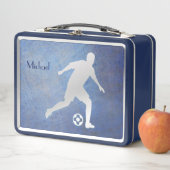Blue Silver Soccer Player Metall Brotdose (Beispiel)