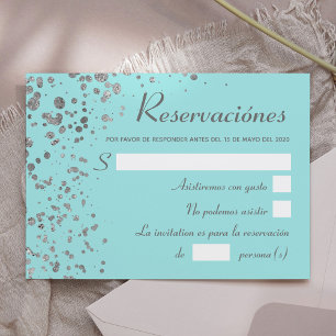 Blue Silver Spanish Reservacation, Quinceanera UAW Einladung