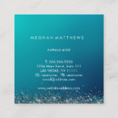 Blue Silver Sparkle Beauty Stylist Makeup Artist  Quadratische Visitenkarte (Rückseite)