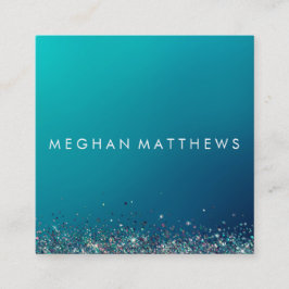 Blue Silver Sparkle Beauty Stylist Makeup Artist  Quadratische Visitenkarte