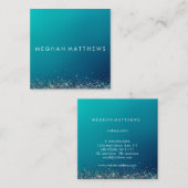 Blue Silver Sparkle Beauty Stylist Makeup Artist  Quadratische Visitenkarte (Vorne/Hinten)