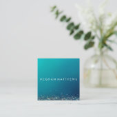 Blue Silver Sparkle Beauty Stylist Makeup Artist Quadratische Visitenkarte (Stehend Vorderseite)