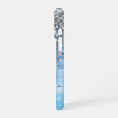 Blue Silver Sparkle Glitzer personalisiert iPhone Hülle (Linke Seite)