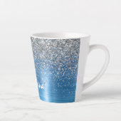 Blue Silver Sparkle Glitzer personalisiert Milchtasse (Rechts)