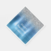 Blue Silver Sparkle Glitzer personalisiert Serviette (Ecke)