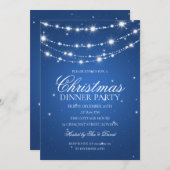 Blue & Silver Sparkling Kette Weihnachts-Party Einladung (Vorne/Hinten)