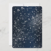 Blue & Silver Sparkling Lights Glam Wedding Einladung (Rückseite)