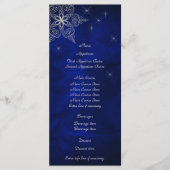 Blue Silver Star Snowflake Wedelmenu Rack Card Menükarte (Vorderseite)