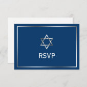 Blue Silver Star von David Bar Mitzvah UAWG RSVP Karte (Vorne/Hinten)