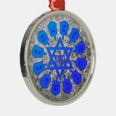 Blue & Silver Star von David Hanukkah Ornament Aus Metall (Rechts)