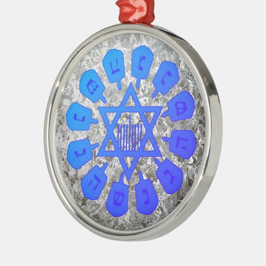 Blue & Silver Star von David Hanukkah Ornament Aus Metall (Links)