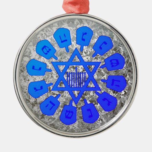Blue & Silver Star von David Hanukkah Ornament Aus Metall (Vorne)