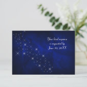 Blue Silver Star Wedding RSVP Karte (Stehend Vorderseite)