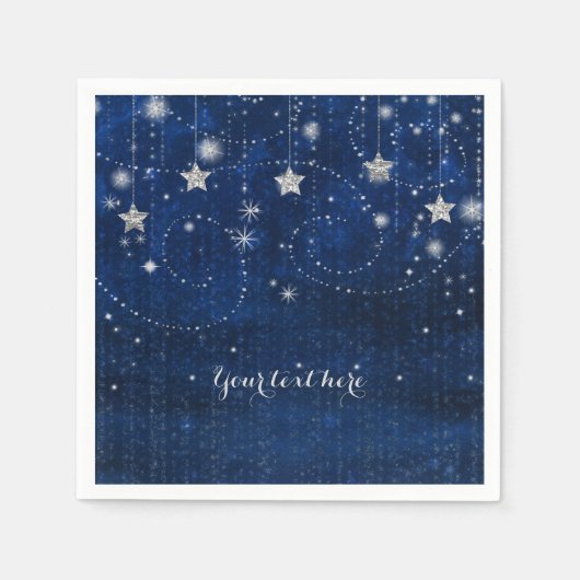 Blue & Silver Starry Celestial Whimsical Party Serviette (Vorderseite)
