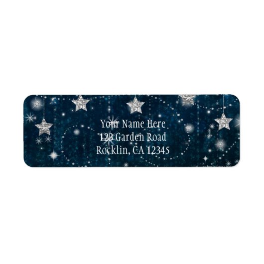 Blue & Silver Starry Celestie Einladung (Vorne)
