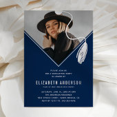 Blue Silver Tassel Cap Foto Graduation Party Folieneinladung