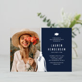 Blue Silver Tassel Foto Graduation Party Folieneinladung (Stehend vorne)