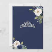 Blue Silver Tiara Floral Elegantes Kleid Quinceañe Einladung (Rückseite)