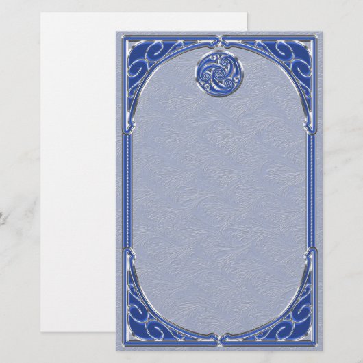 Blue Silver Triskel Briefpapier (Vorne/Hinten)