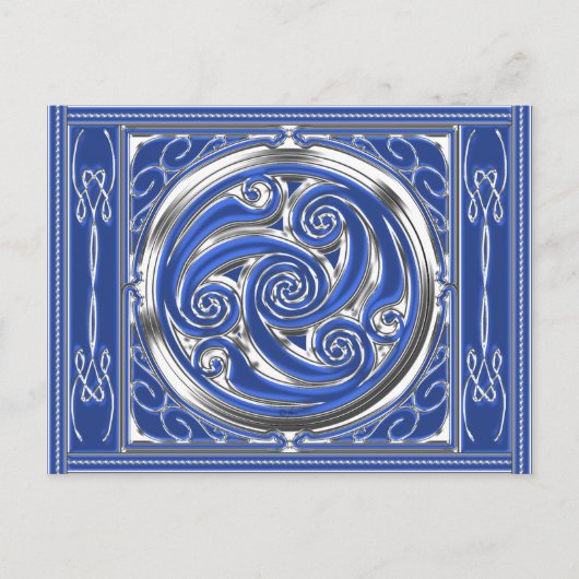 Blue Silver Triskel Postkarte (Vorderseite)