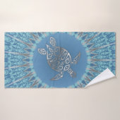 Blue Silver Turtle und Mandala Badehandtuch (Badehandtuch)