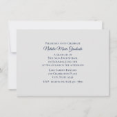 Blue Silver Varsity 2019 Abschluss Drei Foto Einladung (Rückseite)