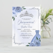 Blue Silver & White Floral Quinceñera Celebration