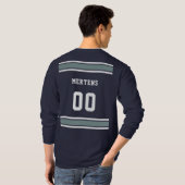 Blue Silver White Jersey Team Name Long Sleeve T-Shirt (Schwarz voll)