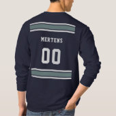 Blue Silver White Jersey Team Name Long Sleeve T-Shirt (Rückseite)