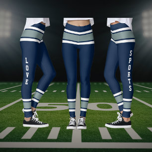 Blue Silver White Team Jersey Liebe Sports Leggings