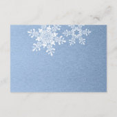 Blue Silver Winter Snowflake Hochzeitsempfang Begleitkarte (Rückseite)