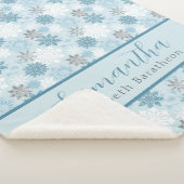 Blue & Silver Winter Snowflake Personalisierter Na Sherpadecke (3/4)