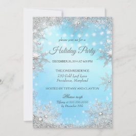 Blue Silver Winter Weihnachtsfeier Einladung