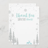 Blue & Silver Winter Wonderland Danke Karte (Vorne/Hinten)