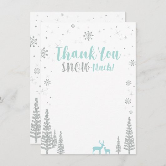 Blue & Silver Winter Wonderland Danke Karte (Vorne/Hinten)