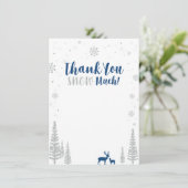 Blue & Silver Winter Wonderland Danke Karte (Stehend Vorderseite)