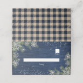 Blue Silver Winter Wood Kariert rustikal Platzkarte (Außenseite Aufgefaltet)