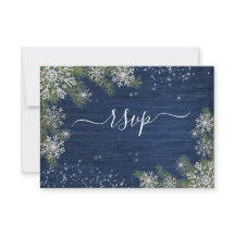 Blue Silver Winter Wood Kariert Rustikale Hochzeit