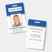 Blue Simple Beruflich Employee Custom Identity Ausweis (Vorder- & Rückseite)
