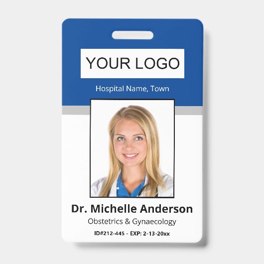 Blue Simple Beruflich Employee Custom Identity Ausweis (Vorderseite)
