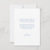 Blue Simple botanische Blätter Monogramm Hochzeit Dankeskarte (Rückseite)