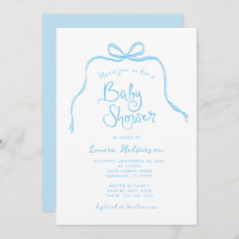 Blue Simple Bow Baby Shower Einladung