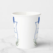 Blue Simple Bow Eucalyptus Wappen Boy Baby Dusche Pappbecher (Links)