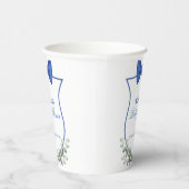 Blue Simple Bow Eucalyptus Wappen Boy Baby Dusche Pappbecher (Rechts)