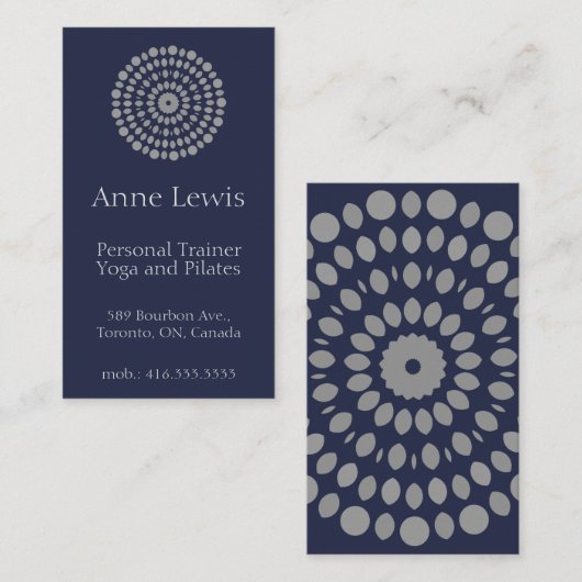 Blue Simple Business Card mit Mandala Design Visitenkarte (Vorne/Hinten)