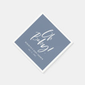 Blue Simple Calligraphy Gender Neutral Baby Shower Serviette (Ecke)
